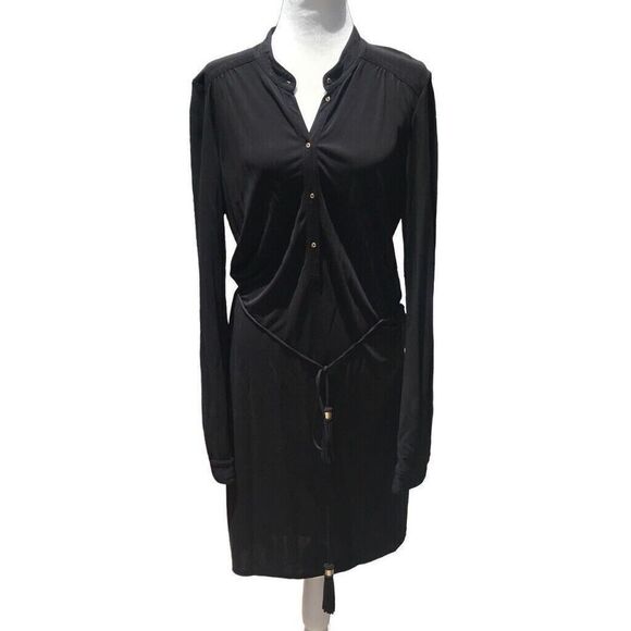 Diane Von Furstenberg Dresses & Skirts - DIANE VON FURSTENBERG Black Belted Shift Dress Long Sleeve Women’s Size 12 *FLAW